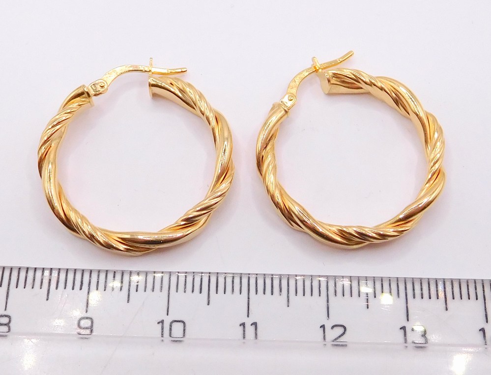 Klenoty Budín Dámské kruhové gravírované zlaté náušnice 585/2,56gr HK2420