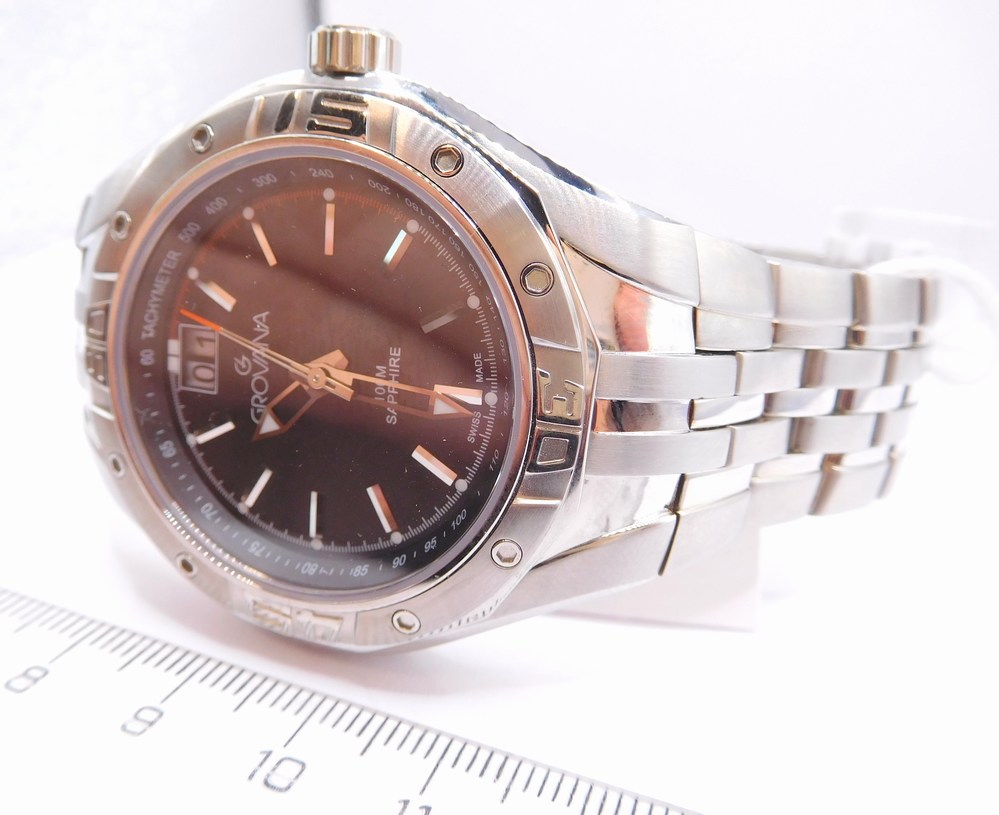 GROVANA Luxusní pánské švýcarské ocelové hodinky Swiss Alipne Millitary by Grovana 1610.1137