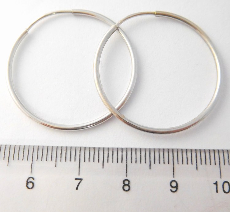 Klenoty Budín Velké hladké zlaté kruhy z bílého zlata 30mm/3,0cm 585/0,99gr H025