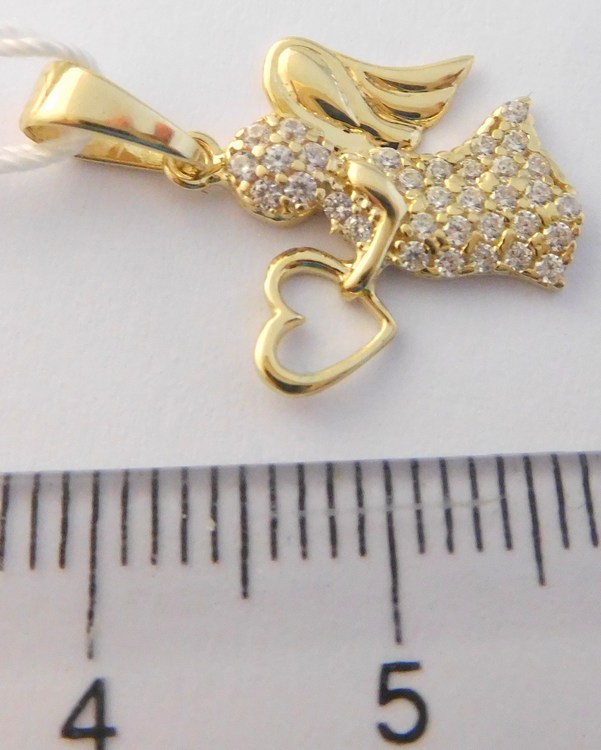 Klenoty Budín Zlatý gravírovaný andělíček posetý zirkony ze žlutého zlata 585/1,10gr HK3224