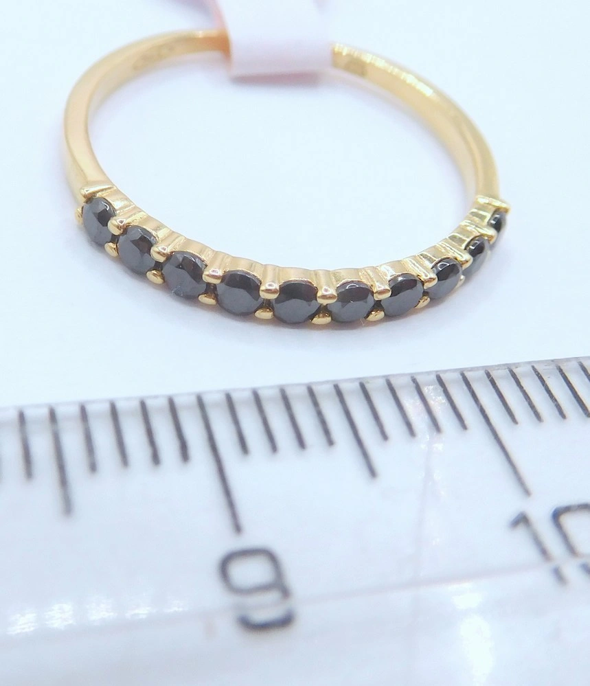 Klenoty Budín Dámský zlatý prsten s černými zirkony 585/1,12gr vel. 58 HK1304