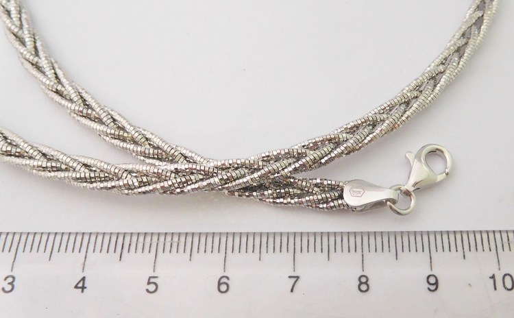 Klenoty Budín Luxusní stříbrný rhodiovaný náhrdelník (pletený) 42+3cm 925/19,00gr 030786000002