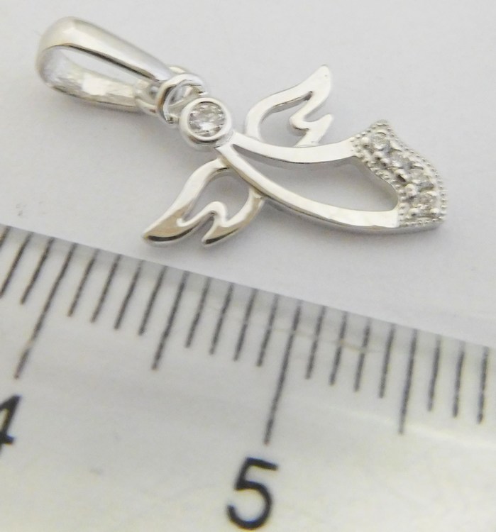 Klenoty Budín Zlatý diamantový přívěsek z bílého zlata s brilianty - zlatý diamantový andělíček 585/0,80gr J-27803-16