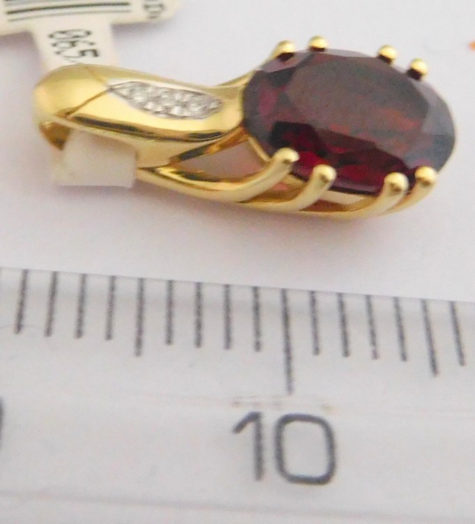 Zlatý diamantový přívěsek s diamantem a granátem 1,52CT 585/0,92gr 3820682