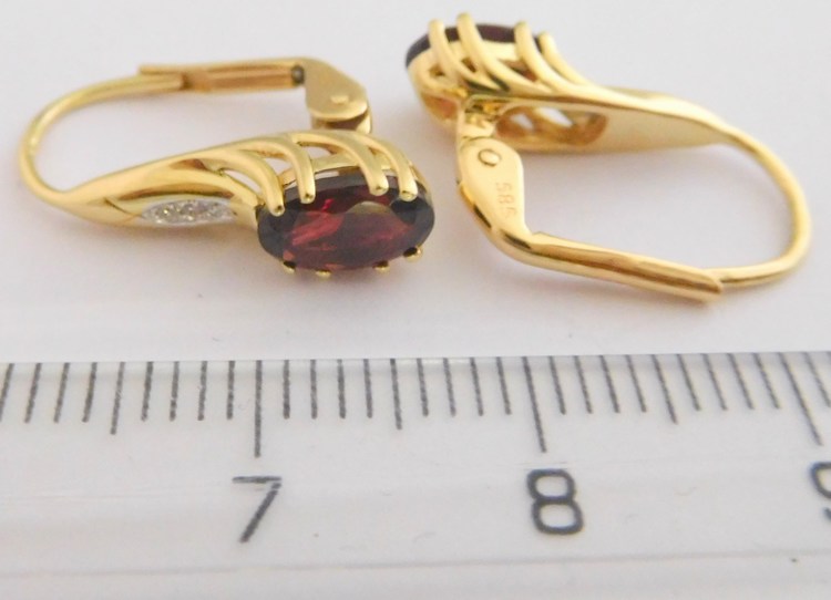 Diamantové zlaté náušnice s diamanty a granáty 2x1,88CT 585/2,35gr 3830905