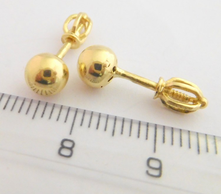 Klenoty Budín Velké zlaté pecičky (pecky 5mm) na šroubek 585/1,77gr H316