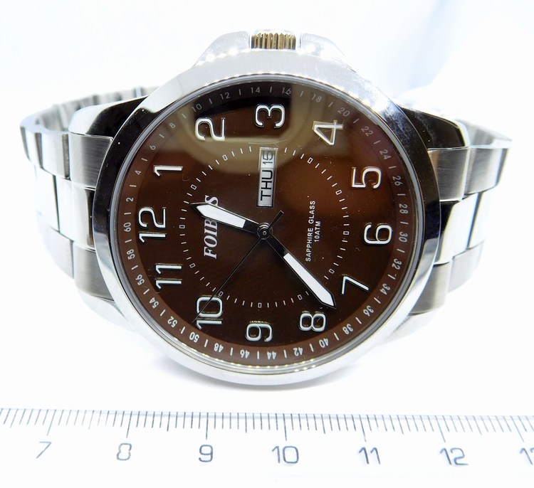 Foibos Pánské vodotěsné přehledné ocelové hodinky Foibos se safírovým sklem CK7090.5