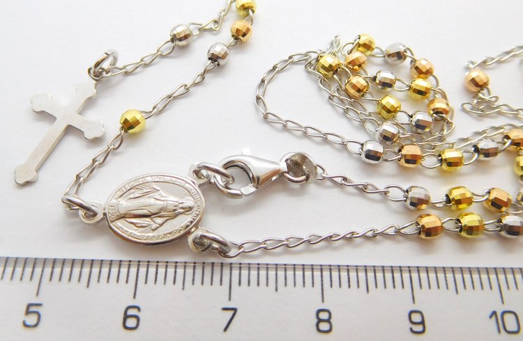 Klenoty Budín Luxusní stříbrný mohutný růženec (pozlacený) 925/1000 50cm+10cm 030345100008