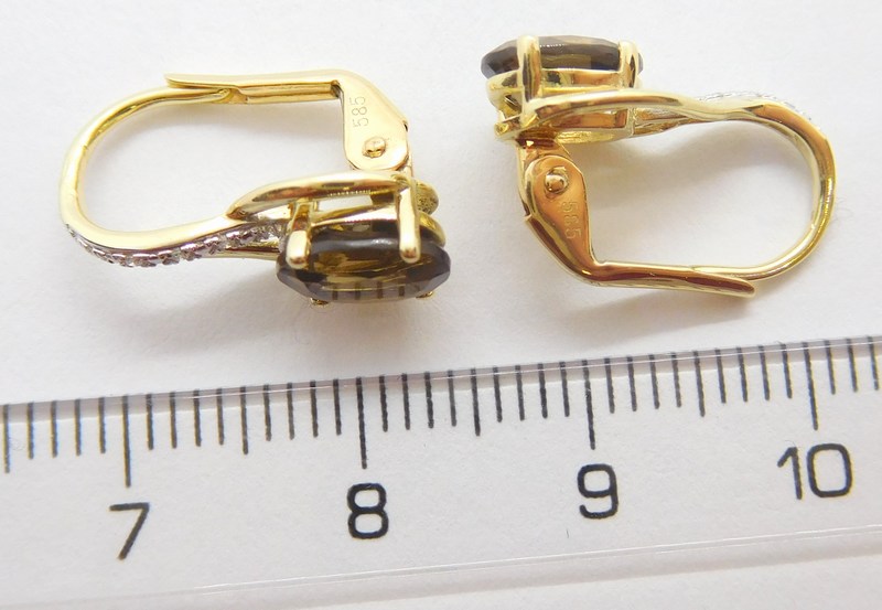 Klenoty Budín Diamantové zlaté náušnice s diamanty a záhnědami 2x1,37CT 585/1,95gr 3834530