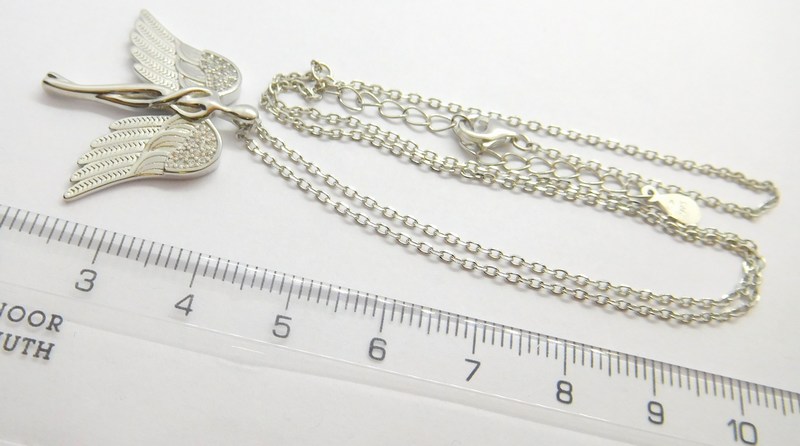 Klenoty Budín Dámský stříbrný náhrdelník s velkým andělem se zirkony 45+5cm 925/1000 030896100005