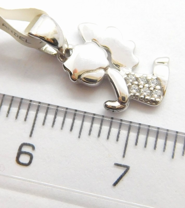 Klenoty Budín Gravírovaný zlatý andělíček z bílého zlata se zirkony 585/1,12gr 1470949