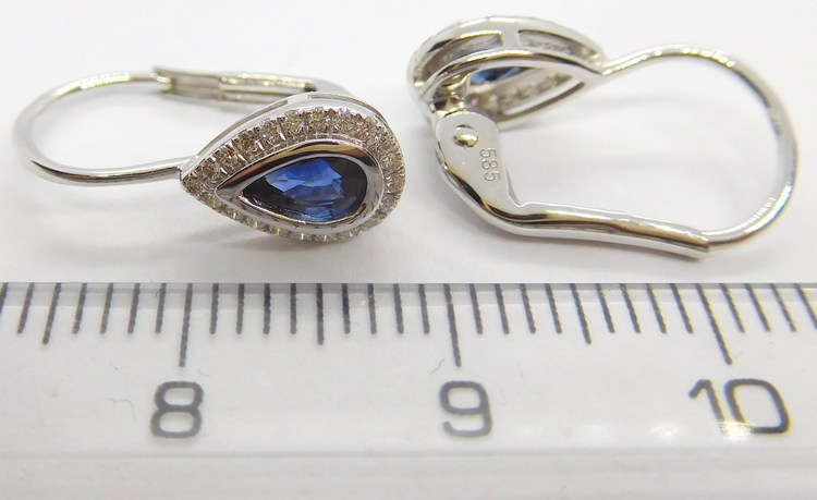 Klenoty Budín Diamantové zlaté náušnice s diamanty a modrými safíry 2x0,53CT 585/1,70gr 3881353