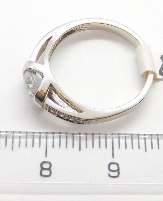 Klenoty Budín Zlatý zásnubní prsten z bílého zlata se zirkony 585/2,30gr vel.48 HK1049