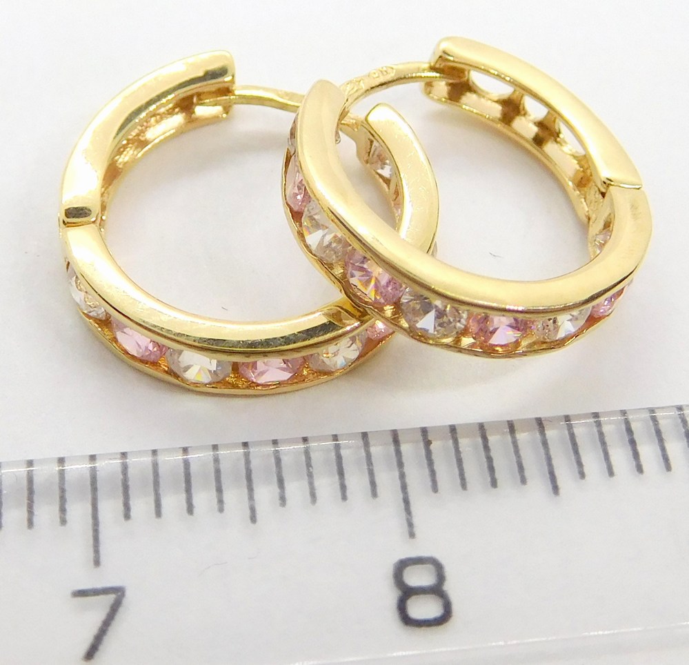 Klenoty Budín Dámské zlaté kruhové náušnice se zirkony a růženíny 585/1,67gr HK2129