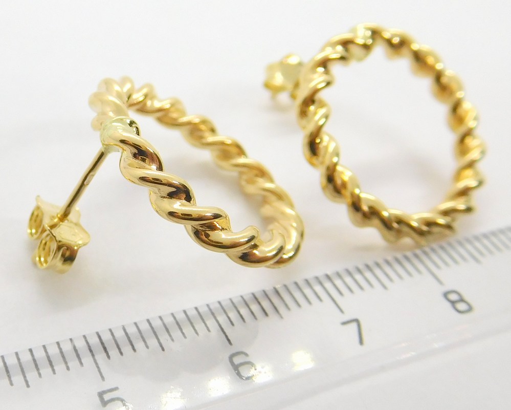 Klenoty Budín Dámské peckové gravírované zlaté náušnice na puzetku 585/2,10gr HK2211