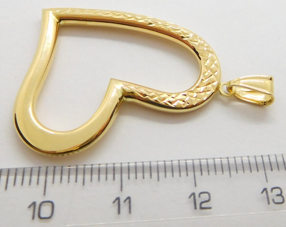 Klenoty Budín Obrovský zlatý gravírovaný přívěsek - srdce ze žlutého zlata 585/1,58gr HK3162