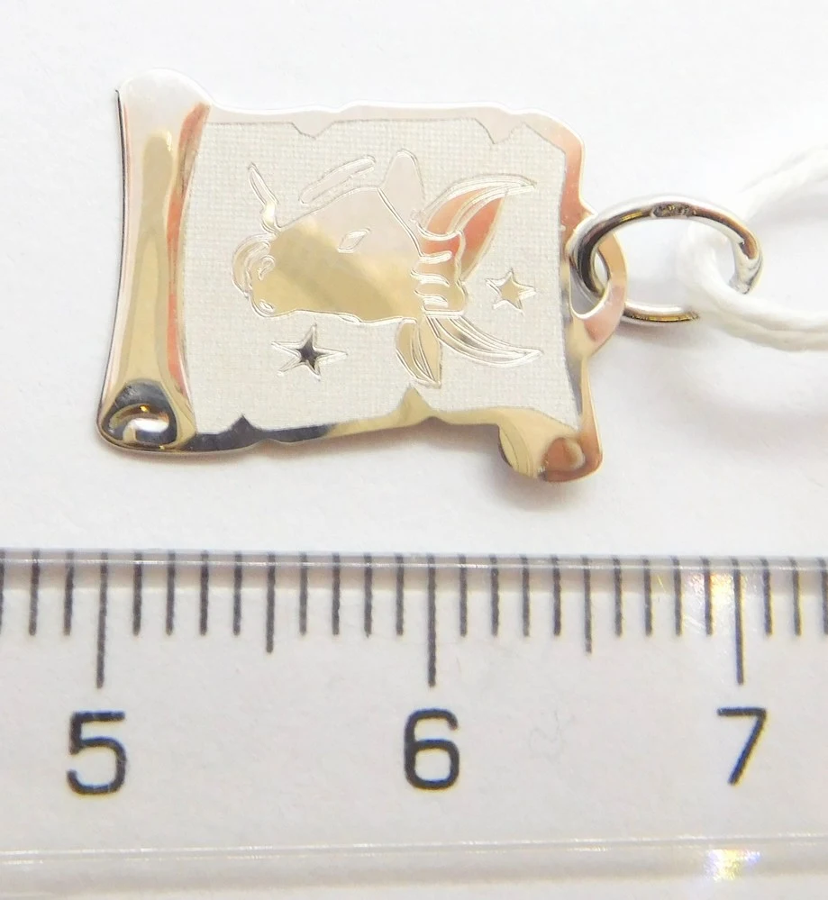 Klenoty Budín Zlatý přívěsek znamení BÝK v bílém zlatě na pergamenu 585/0,64gr GUPWN-58291