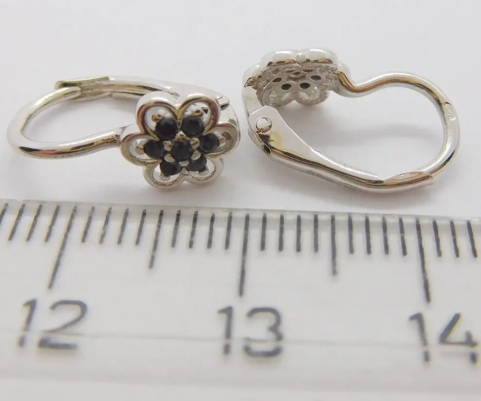 Klenoty Budín Dětské zlaté náušnice s černými zirkony 585/1,47gr H2225