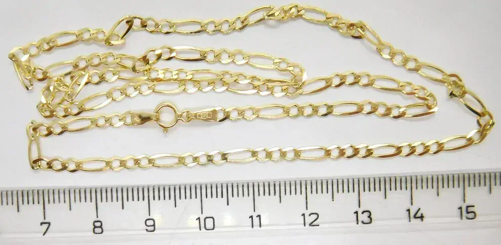 Klenoty Budín Unisex mohutný zlatý řetěz (FIGARO) ze žlutého zlata 50cm 585/3,86gr HK6167