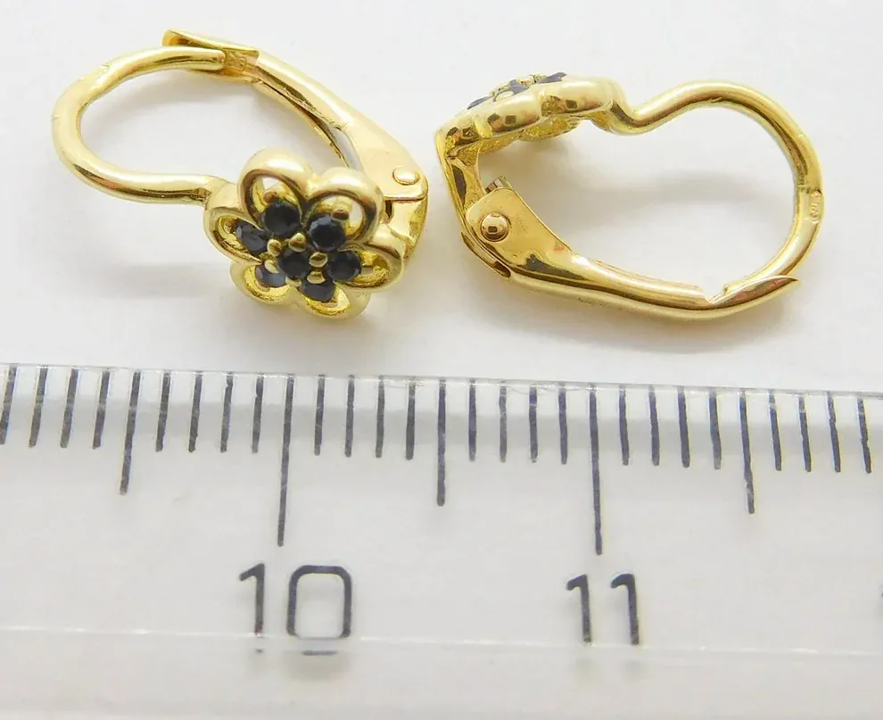 Klenoty Budín Dětské zlaté náušnice s černomodrými zirkony 585/1,40gr H345