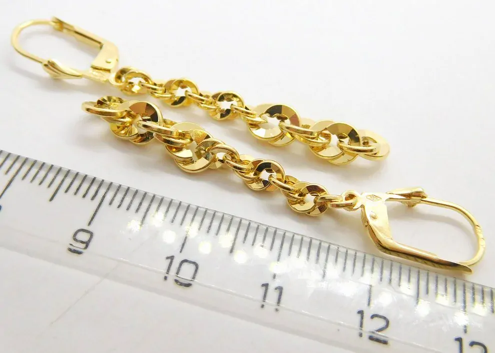 Klenoty Budín Dámské visací řetízkové zlaté náušnice na patent 585/1,67gr HK2284