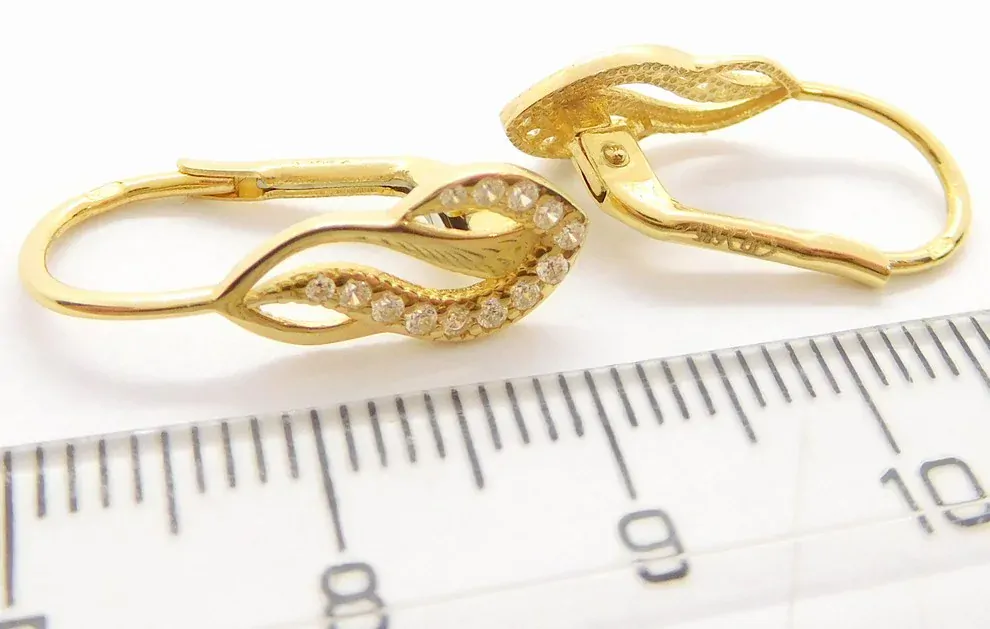 Klenoty Budín Dámské klasické zlaté náušnice se zirkony na patent 585/1,89gr HK2238