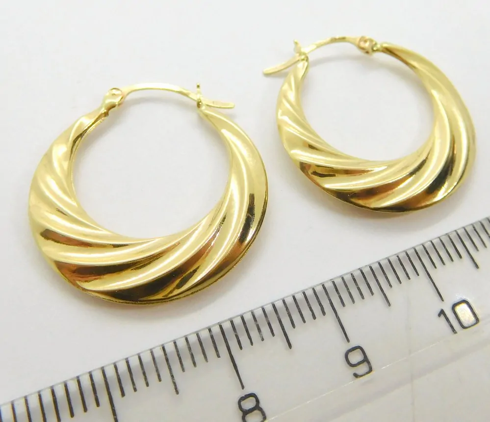 Klenoty Budín Mohutné zlaté gravírované náušnice kruhy 585/1,27gr HK2273