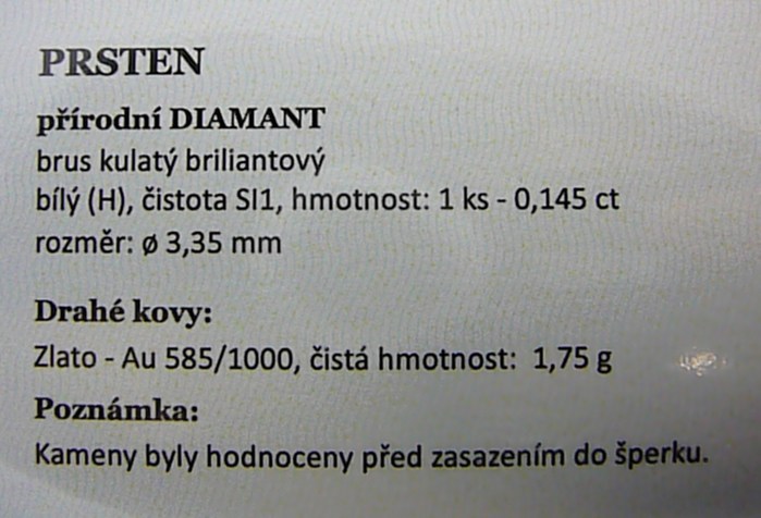 Klenoty Budín Zlatý zásnubní prsten s přírodním diamantem 585/1,75 gr J-24571-14