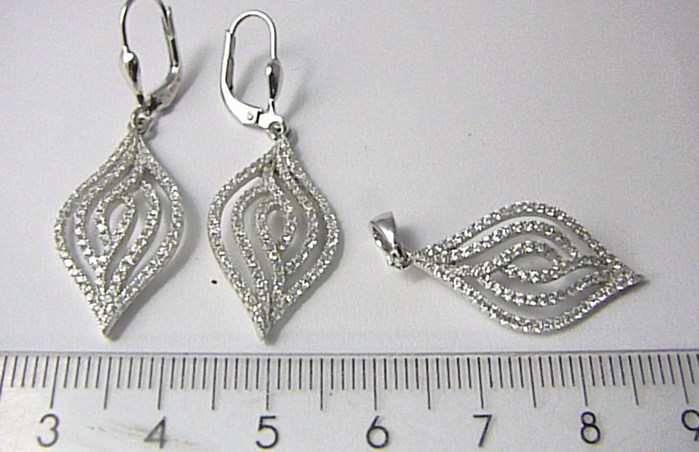 Luxusní mohutné visací stříbrná rhodiovaná souprava posetá zirkony 030776600001