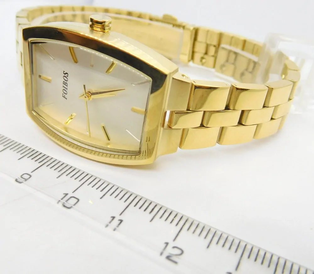 FOIBOS Dámské hranaté ocelové zlacené hodinky FOIBOS CK3536.2