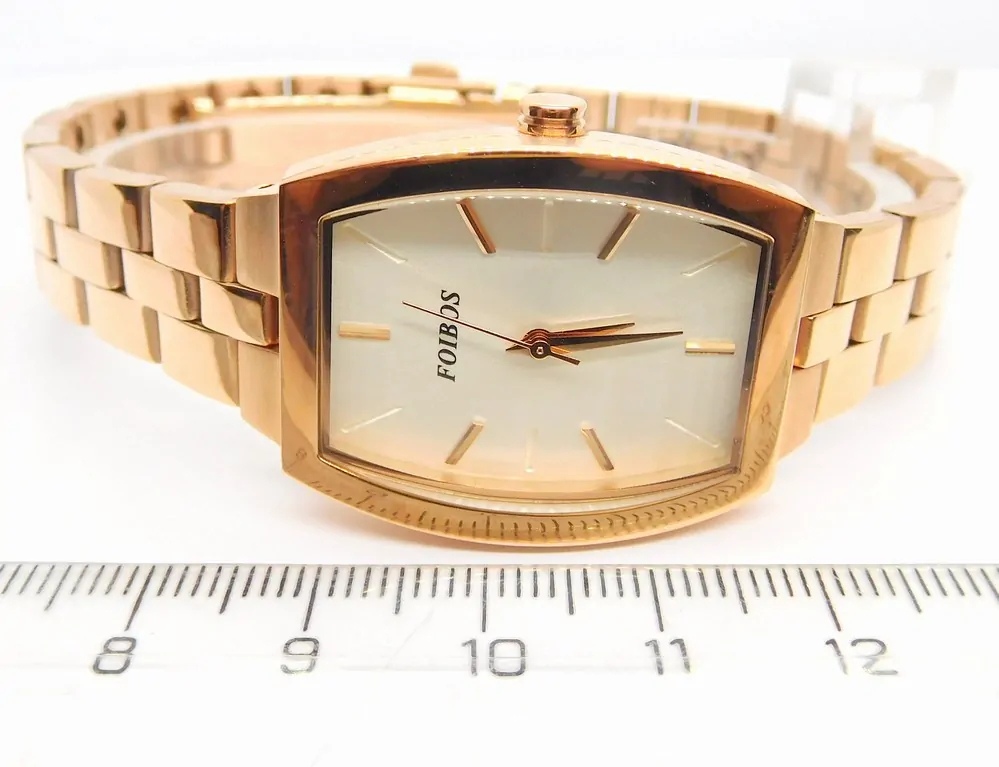 FOIBOS Dámské hranaté ocelové rose gold hodinky FOIBOS CK3536.3
