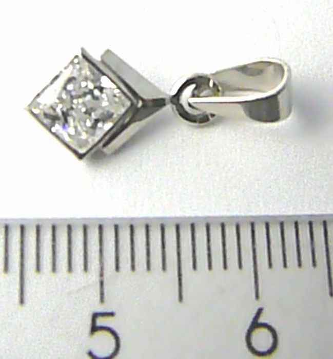 Klenoty Budín Zlatý přívěsek s velkým čtvercovým zirkonem z bílého zlata 585/0,63gr 346045010