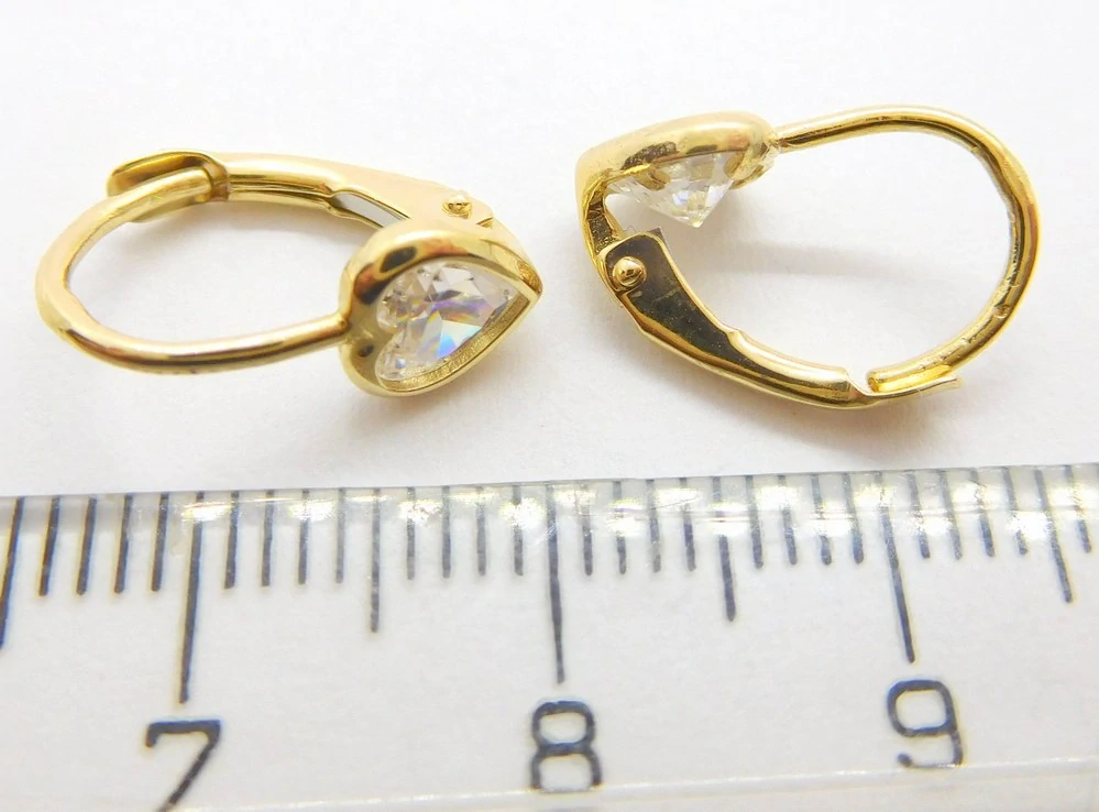 Klenoty Budín Dívčí zlaté srdíčkové náušnice se zirkony na patent 585/1,44gr ZE0565XJ81-4400