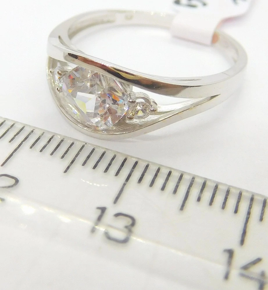 Klenoty Budín Dámský mohutný prsten z bílého zlata se zirkonem 585/2,26gr vel. 57 HK1164