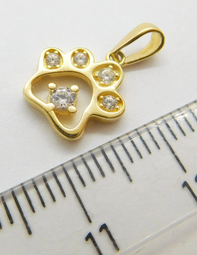 Klenoty Budín Dámský zlatý přívěsek se zirkony TLAPKA se zirkony 585/0,81gr HK3213