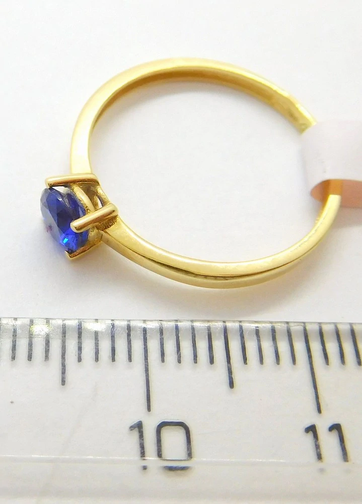 Klenoty Budín Zásnubní dámský zlatý prsten s modrým safírem 585/1,02gr vel. 53 HK1262