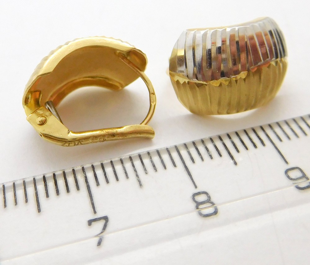 Klenoty Budín Dámské velké zlaté gravírované náušnice z bílého a žlutého zlata 585/1,95gr HK2289