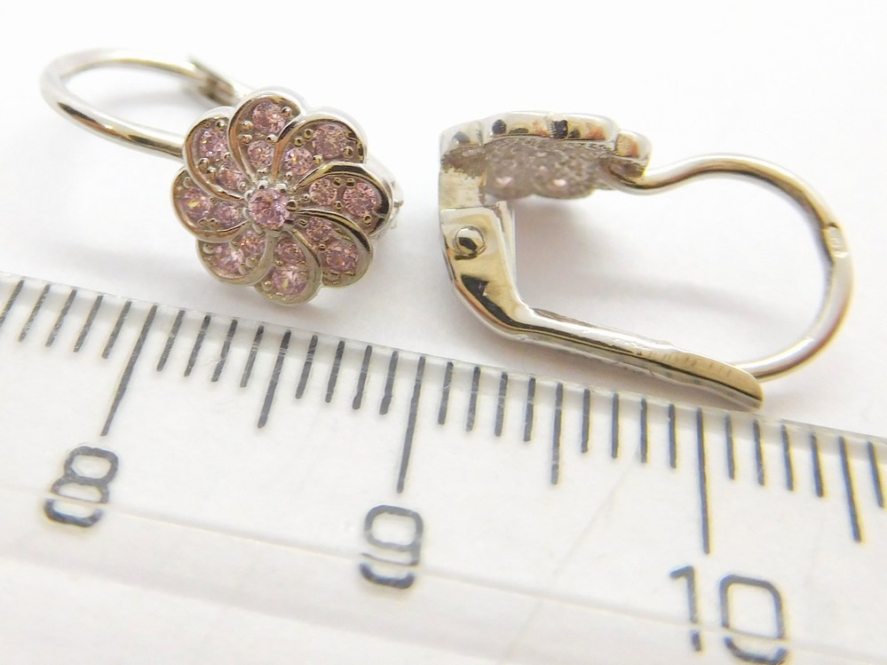 Klenoty Budín Dámské zlaté náušnice v bílém zlatě s růženíny a zirkony 585/2,06gr H720