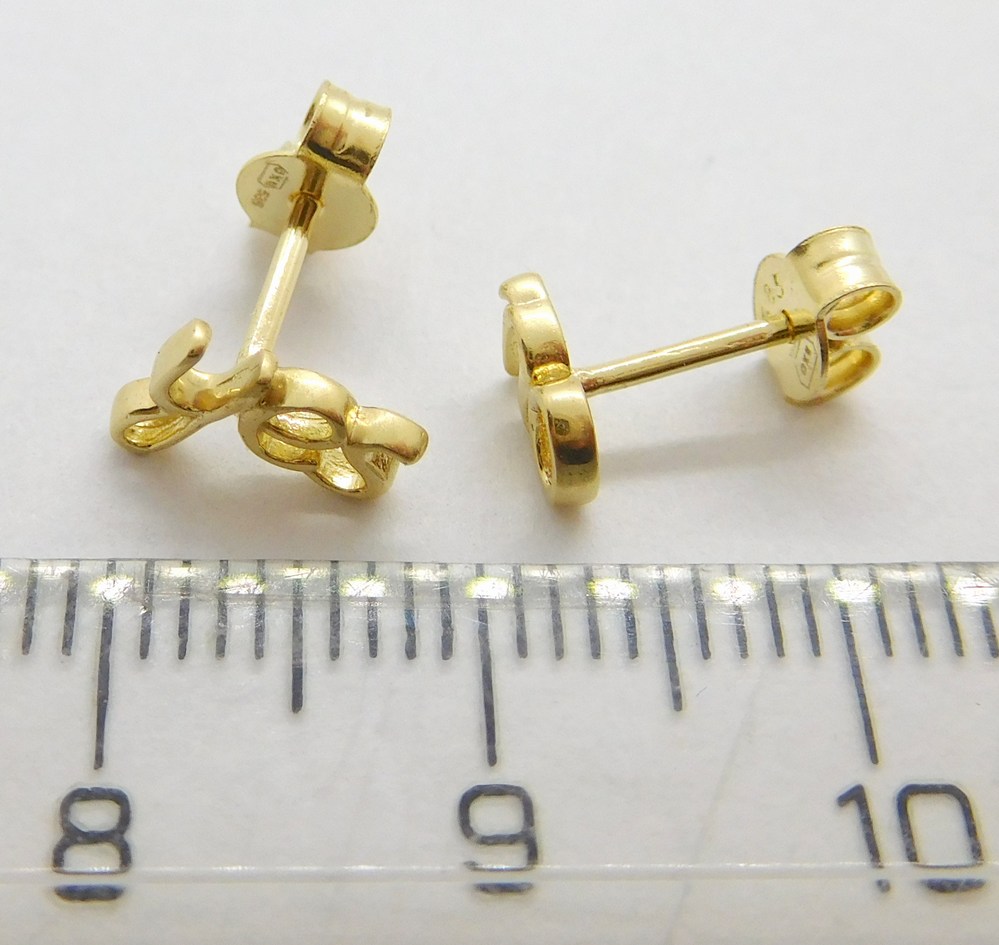 Klenoty Budín Dámské zlaté peckové náušnice na puzetku YES and NO 585/0,94gr 03245