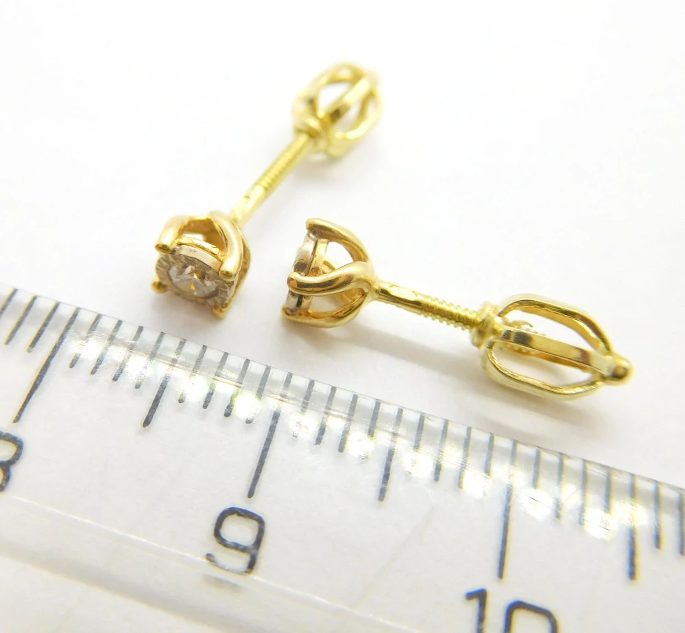 Klenoty Budín Dámské peckové zlaté náušnice s diamanty na šroubek 585/1,10gr 0,12ct HKD37