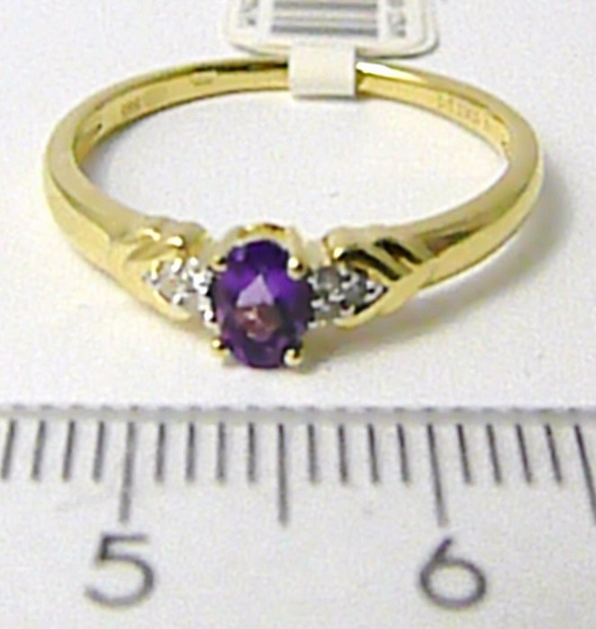 Klenoty Budín Diamantový zlatý prsten s pravým ametystem 585/2,10 gr vel.56 3810455