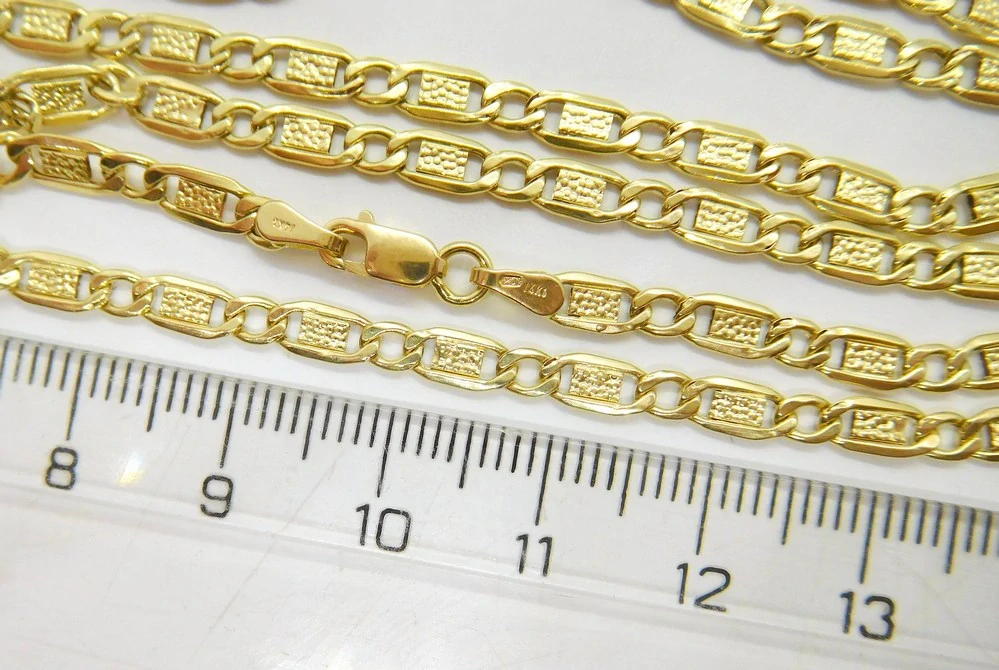 Klenoty Budín Pánský mohutný zlatý gravírovaný řetěz řetízek ze žlutého zlata PANCER 585/4,35gr 50cm HK6259