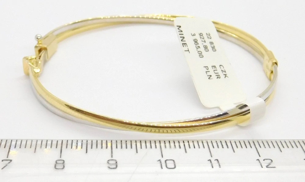 Klenoty Budín Luxusní mohutný pevný zlatý náramek (bílé a žluté AU) 585/5,50gr JMG0252WGB18 