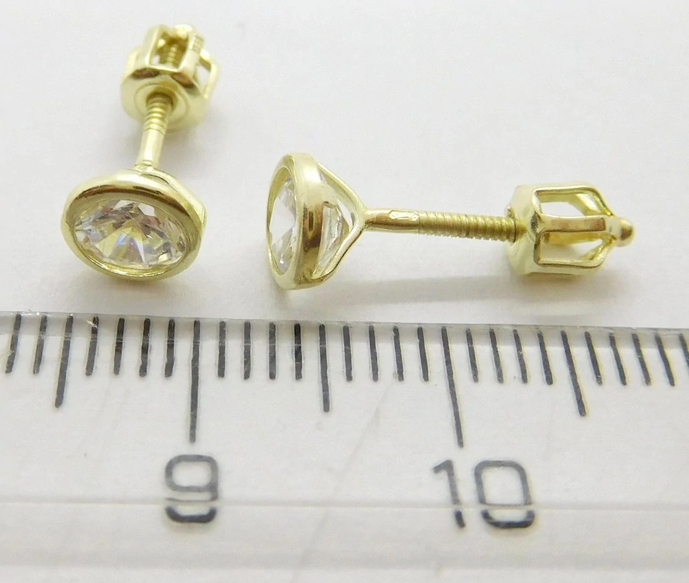Klenoty Budín Dámské zlaté náušnice pecičky se zirkony na šroubek  585/1,07gr 03036