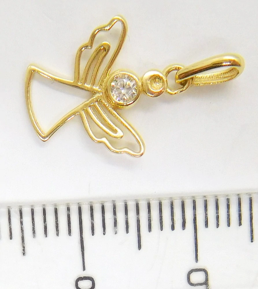 Klenoty Budín Dámský zlatý přívěsek se zirkonem andělíček 585/0,54gr HK3280