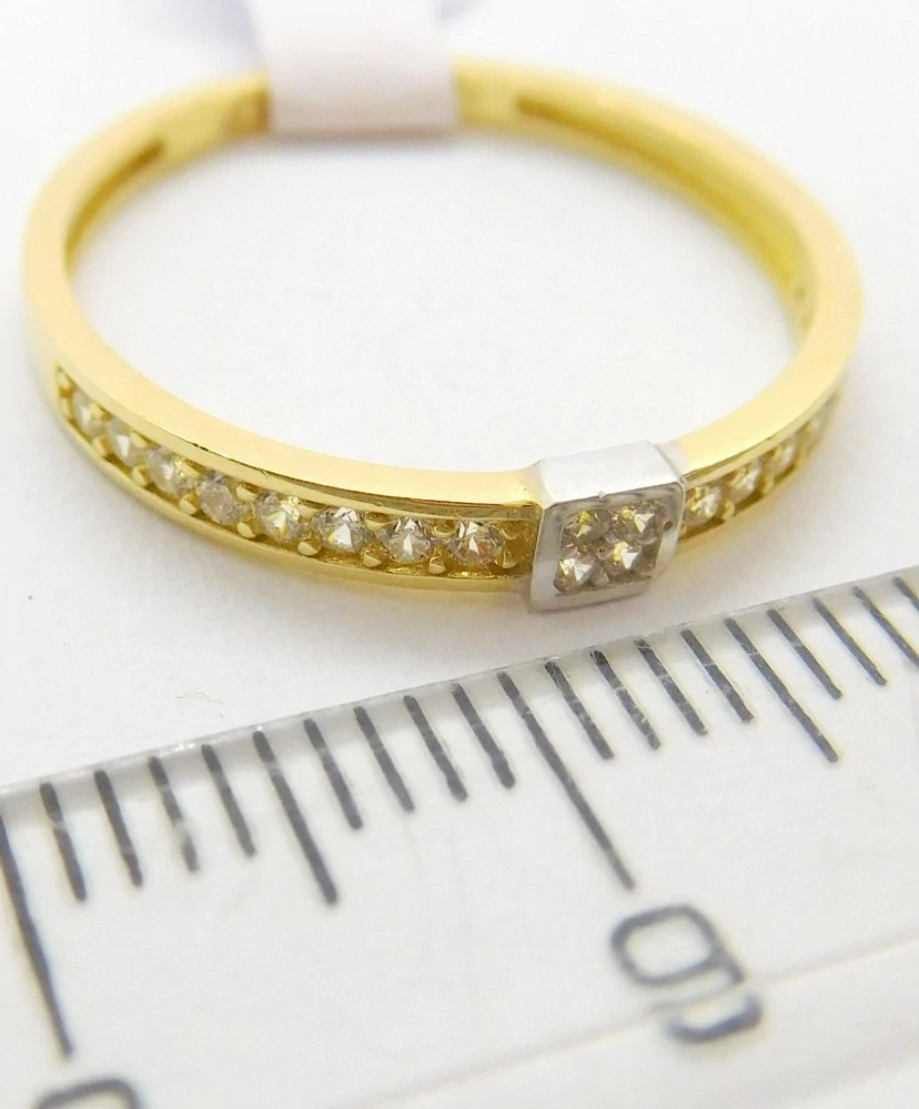 Klenoty Budín Zásnubní dámský prsten z bílého a žlutého zlata se zirkonem 585/1,23gr vel. 55 HK1208