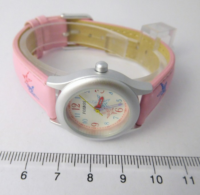 Foibos Růžové dívčí dětské hodinky Foibos 1567.4 s barevnými motivy