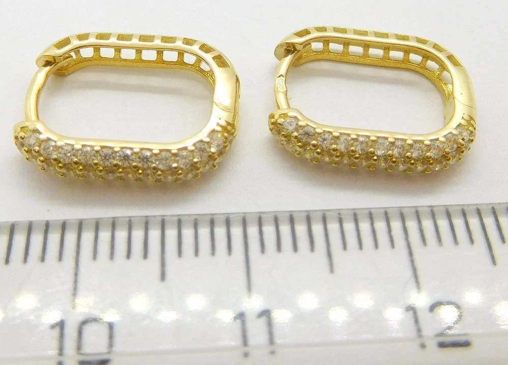 Klenoty Budín Dámské kruhové zlaté náušnice se zirkony oválky 585/1,89gr HK2319