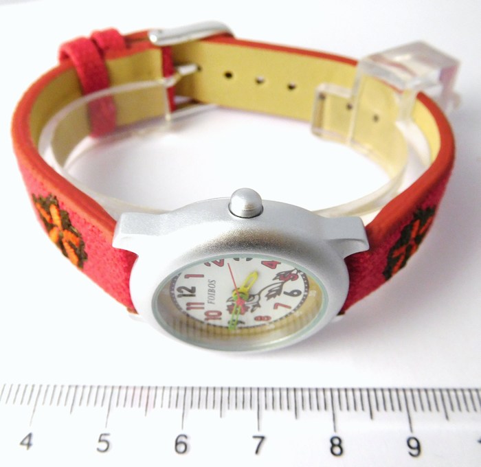 Foibos Dětské dívčí červené hodinky Foibos 1055.1 pro malé děvčata 