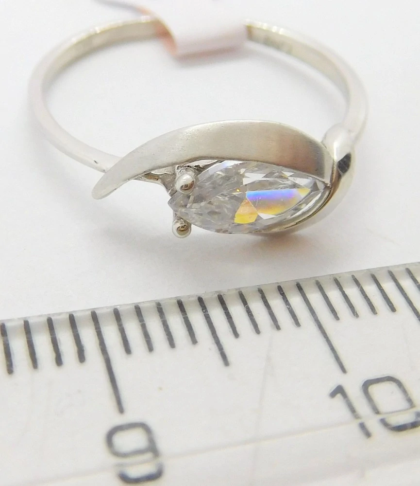 Klenoty Budín Dámský zlatý prsten ze bílého zlata s velkým zirkonem 585/1,43gr vel. 55 HK1219